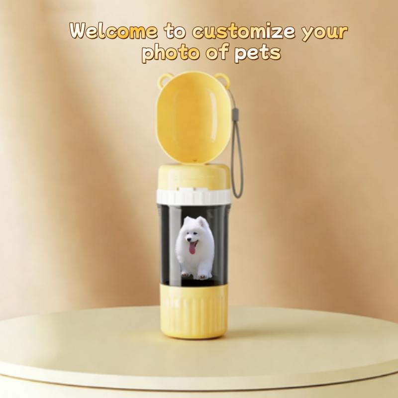 Custom 2 in 1 Portable Dog Water Bottle Pet Water Container with Food Storage Pet Travel Drinking Bowl for Dogs Pet Supplies