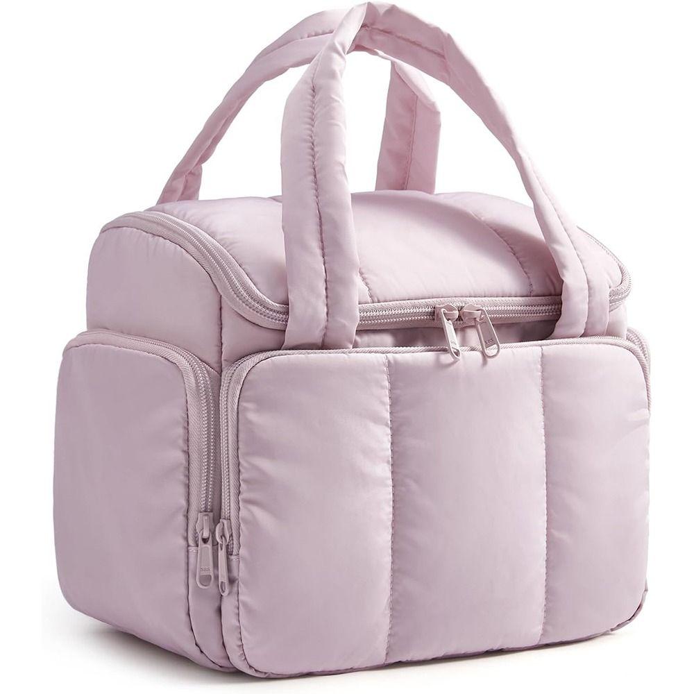 Simple Puffy Travel Toiletry Bag Quilted Multi-Pockets Duffel Bag Handheld Full-Sized Handbag Satchels Commute