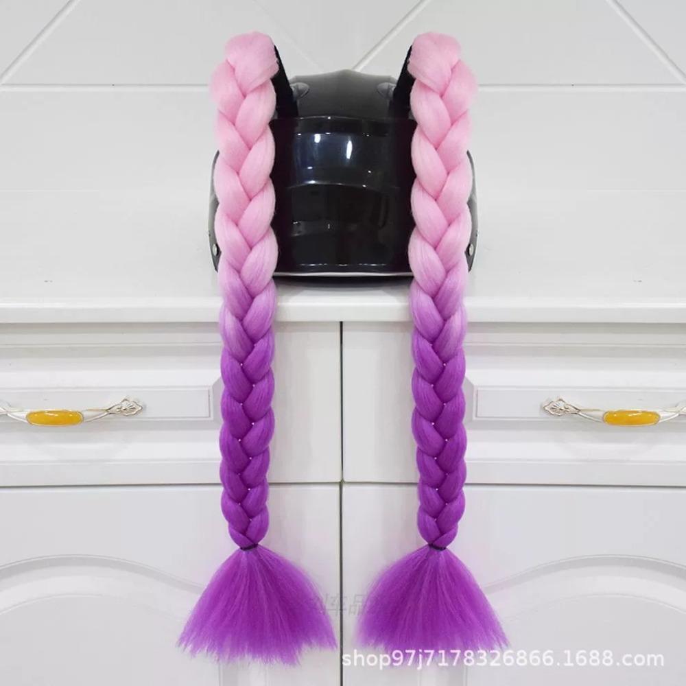 2pcs/pair New Motorcycle Helmet Braids Woman Braids Wig For Motorbike Helmets 164 colors Twist Dual Pigtail Ponytail With Sucker