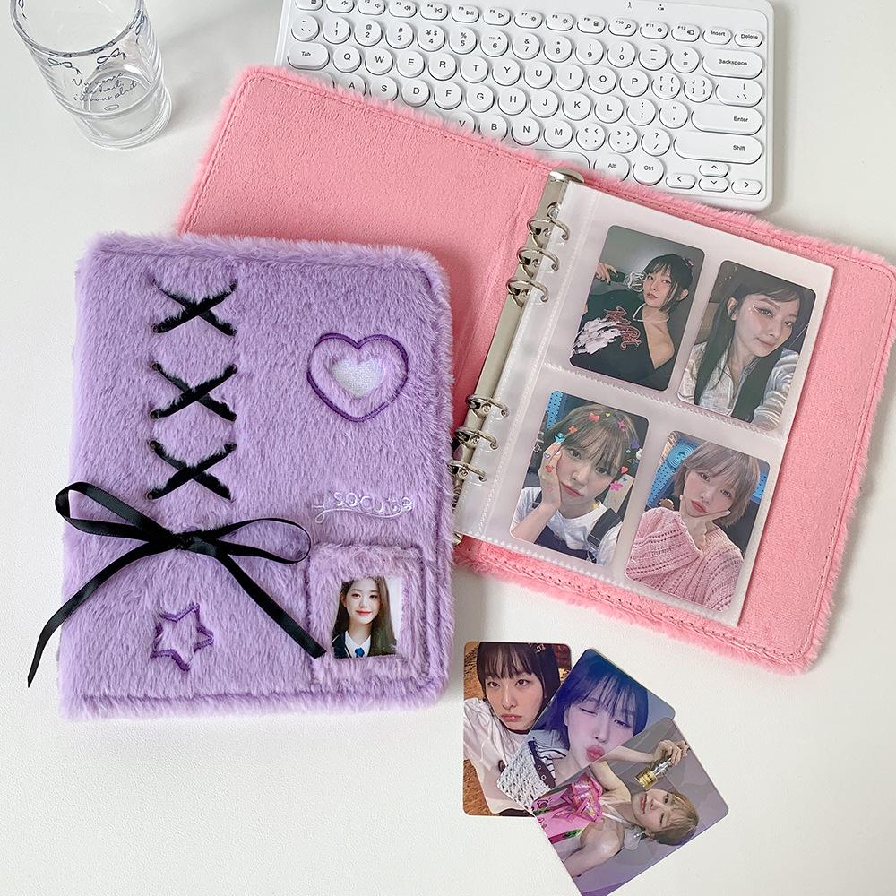 Plush Photo Albums A5 Photo Card Binder Loose-Leaf Girls Star Photo Card Collector