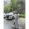 Kumikumi Retro Gray Half-Open Collar Long sleeve dress Women Autumn Elegant Knitted Waist Hugging Hip Skirt Long dress