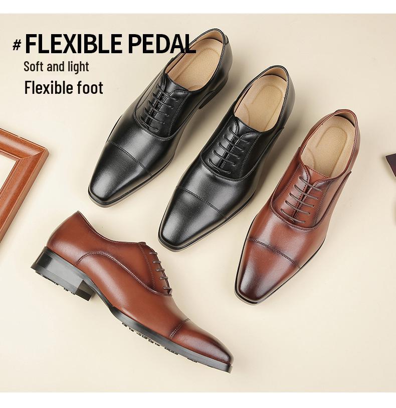 2024 New British Style Men's Leather Derby Shoes - Formal Lace-Up for Business & Office