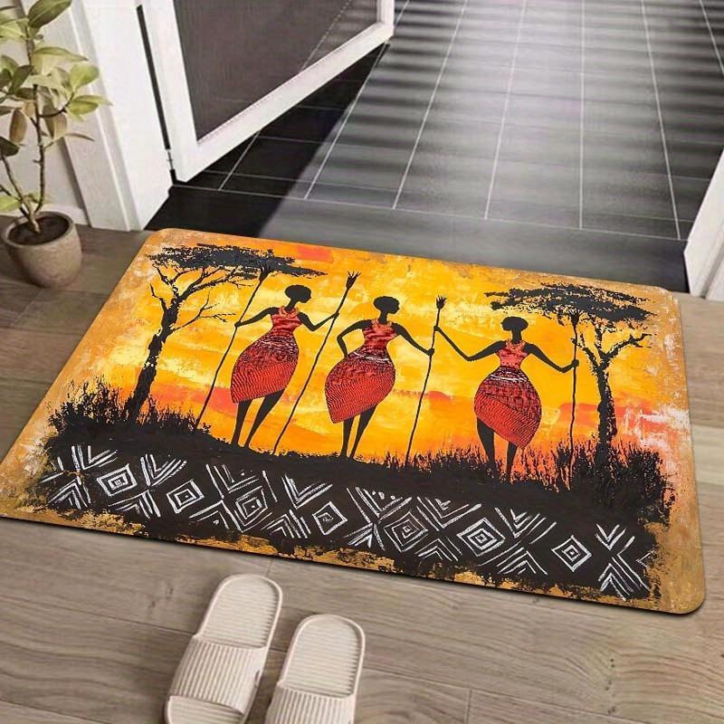 1 ks Vzor afrického umění Rohožky ke dveřím Kuchyňské koberce Protiskluzový Pop design Koberce do obývacího pokoje Koupelnová předložka Koberec pro domácnost K Dekoraci ke dřezu Prádelna