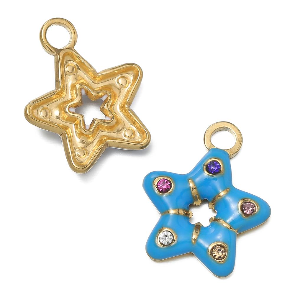 

1pcs/lot Stainless Steel Five-Pointed Star Moon Clover Shape Charms Pendants For DIY Bracelet Necklace Jewelry Accessories