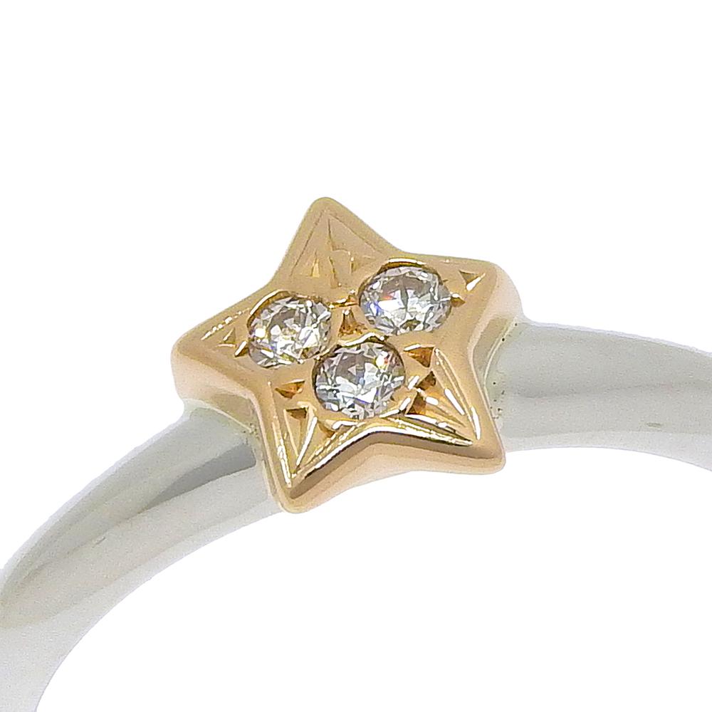 STAR JEWELRY Star motif Ring K14 Yellow Gold/Silver925/diamond #5.4(US Size) 2.2g Women Used