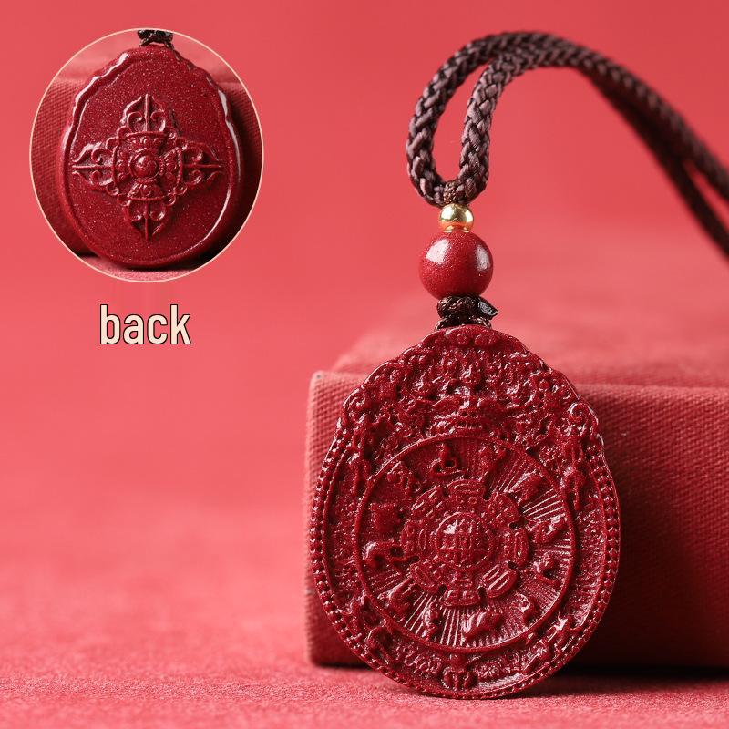 Nine Palaces Cinnabar Bagua Pendant - Purple Gold Sand Men's & Women's Necklace