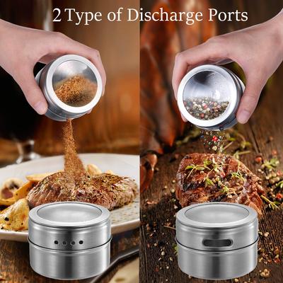 Spice Tins Magnetic Jars Stainless Steel with Clear Lids Salt Pepper Seasoning Organizer Container Kitchen Storage Accessories