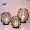 Medium Size Candle Holder Metal Wire Cage Pillar Vintage Hollow Out Combined Holders Set Tea Light for Fireplace Mantel Table Centerpiece Style