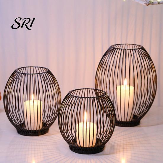 Medium Size Candle Holder Metal Wire Cage Pillar Vintage Hollow Out Combined Holders Set Tea Light for Fireplace Mantel Table Centerpiece Style
