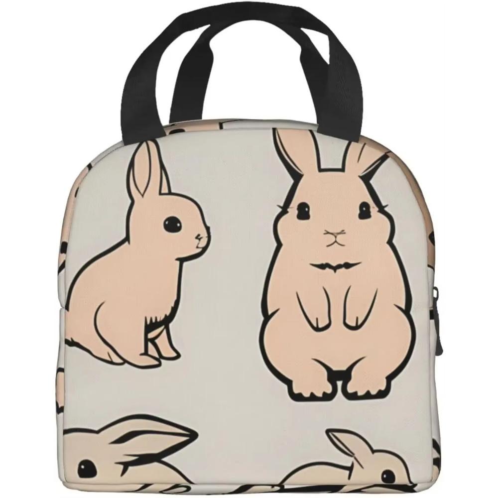 Desene animate la modă Chronst Un grup de iepuri Genți de prânz, Cutie de prânz reutilizabilă cu animale pentru femei bărbați Geantă de prânz pentru facultate muncă