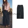 Spring New Women's Clothing French Style Vintage Casual All-Matching High Waist Loose Midi Skirt Denim Skirt 8228023