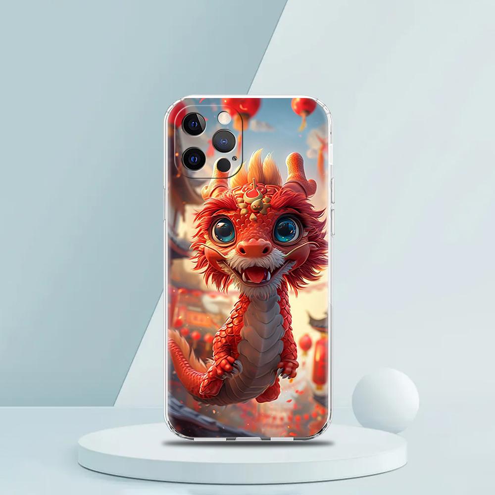 Cartoon Dragon Phone Case for iPhone 16 15 14 13 12 Pro Max Transparent Soft for iPhone 11 Pro Max 7 8 Plus XS XR Silicone Shell