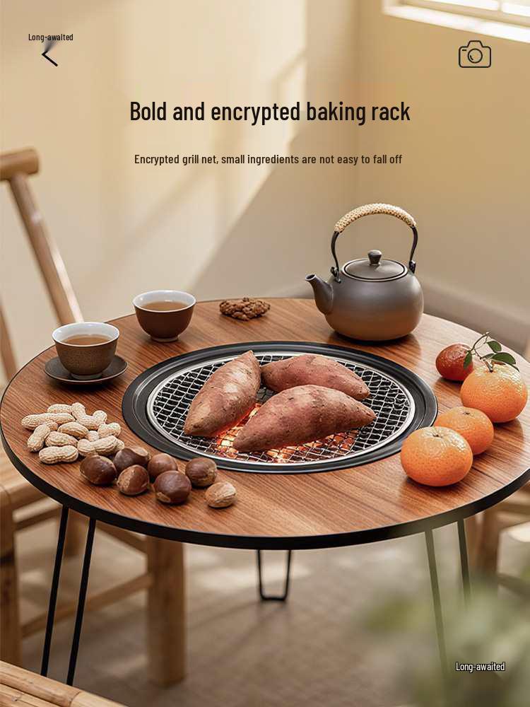 Foldable Round Outdoor Table for Tea & BBQ, Perfect for Snow Camping & Courtyard