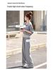 2025 Spring Fashion High-Waist Wide-Leg Pants & Slim Fit Sweatshirt Set