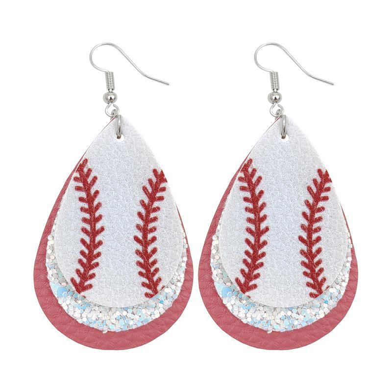 American Sports Baseball Leather Earrings