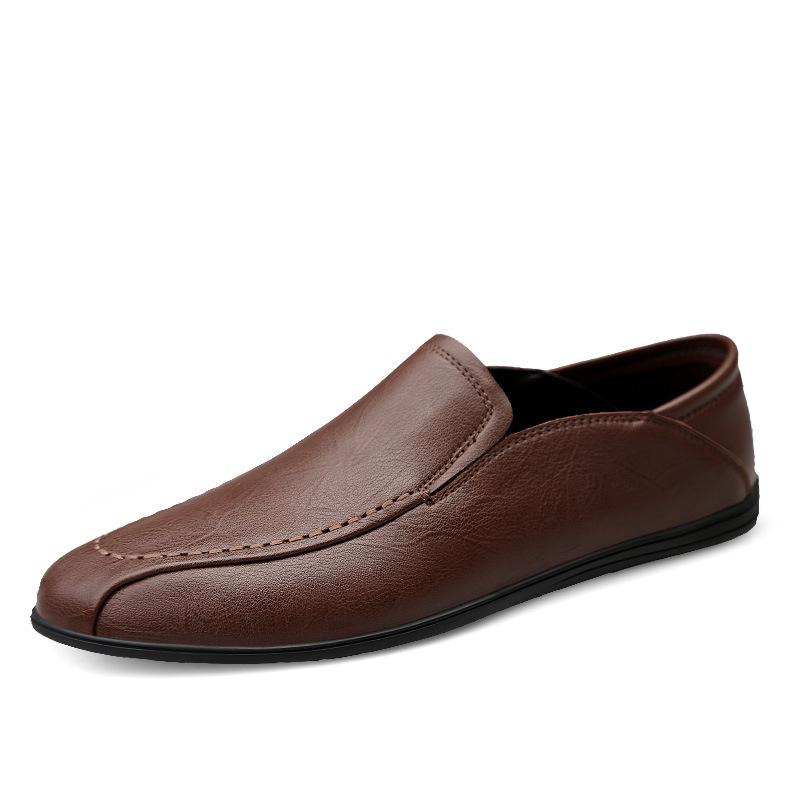 Herresko Høst Nye Herresko Ekte Skinn Business Casual Lærsko Myk Såle Brune Loafers