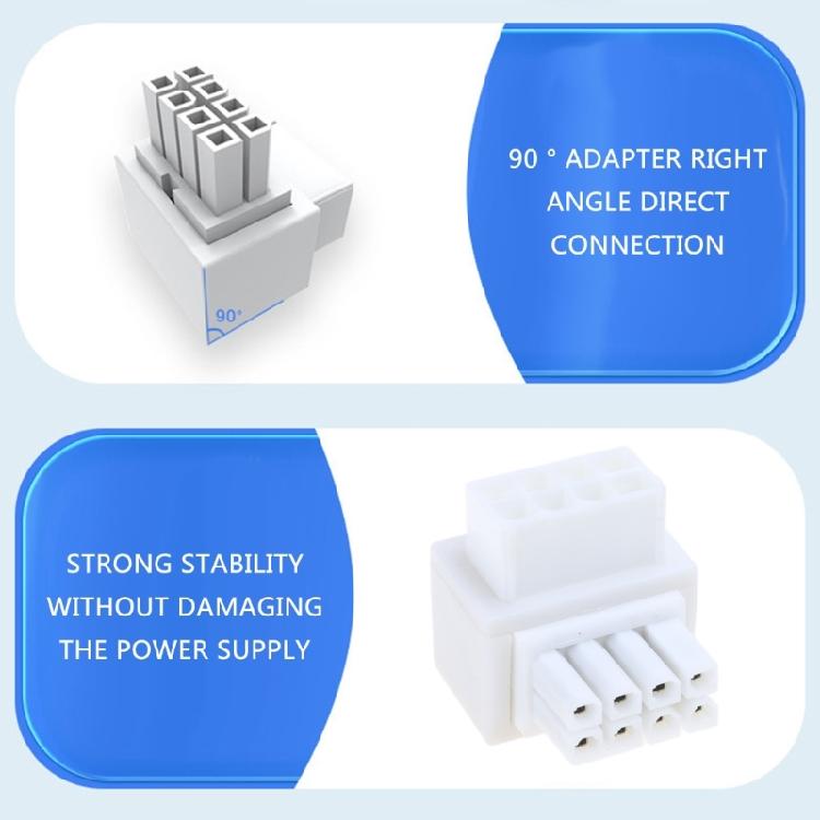 8Pin Graphics Video Card Connector 90 Degree Adapter 8Pin Female to 8Pin Male Mainboard CPU Power Steering Connector