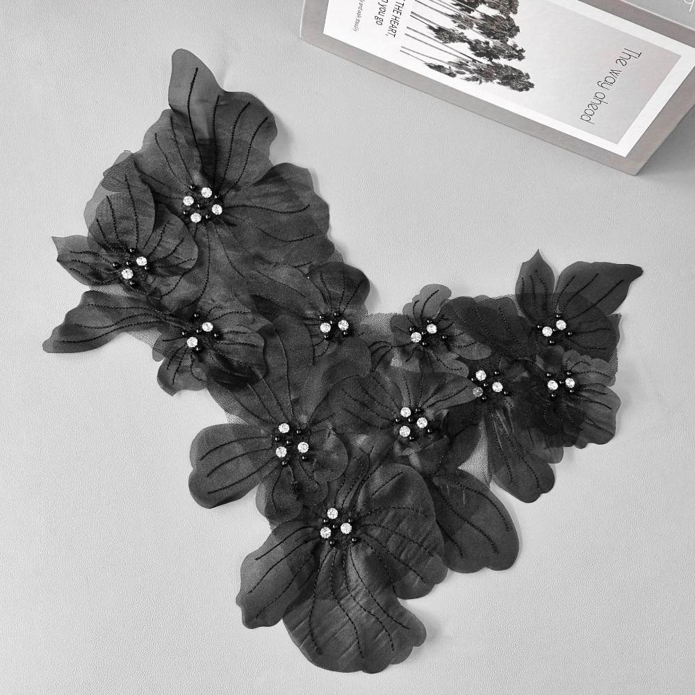 Hand-embroidered Flowers Cloth Patch Mesh Lace Embroidered Patch Cloth Decoration Patch