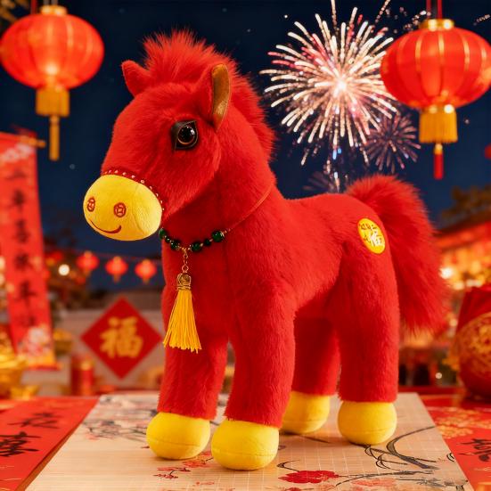 Horse Doll Soft Fabric Handmade PP Cotton Filling Stuffed Animal Doll Adults Children Horse