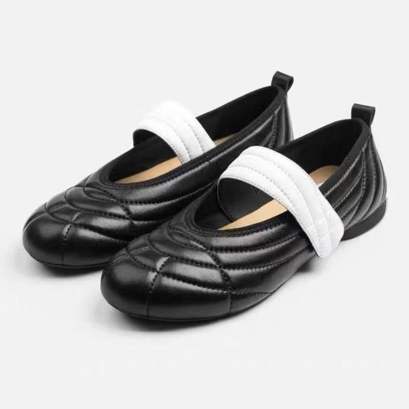 Fashion Comfort Round Toe Shallow Soft Leather Flats Women Fashion Sewing Design Brand Mary Jane Shoes Concise Lightweight Casual Shoes