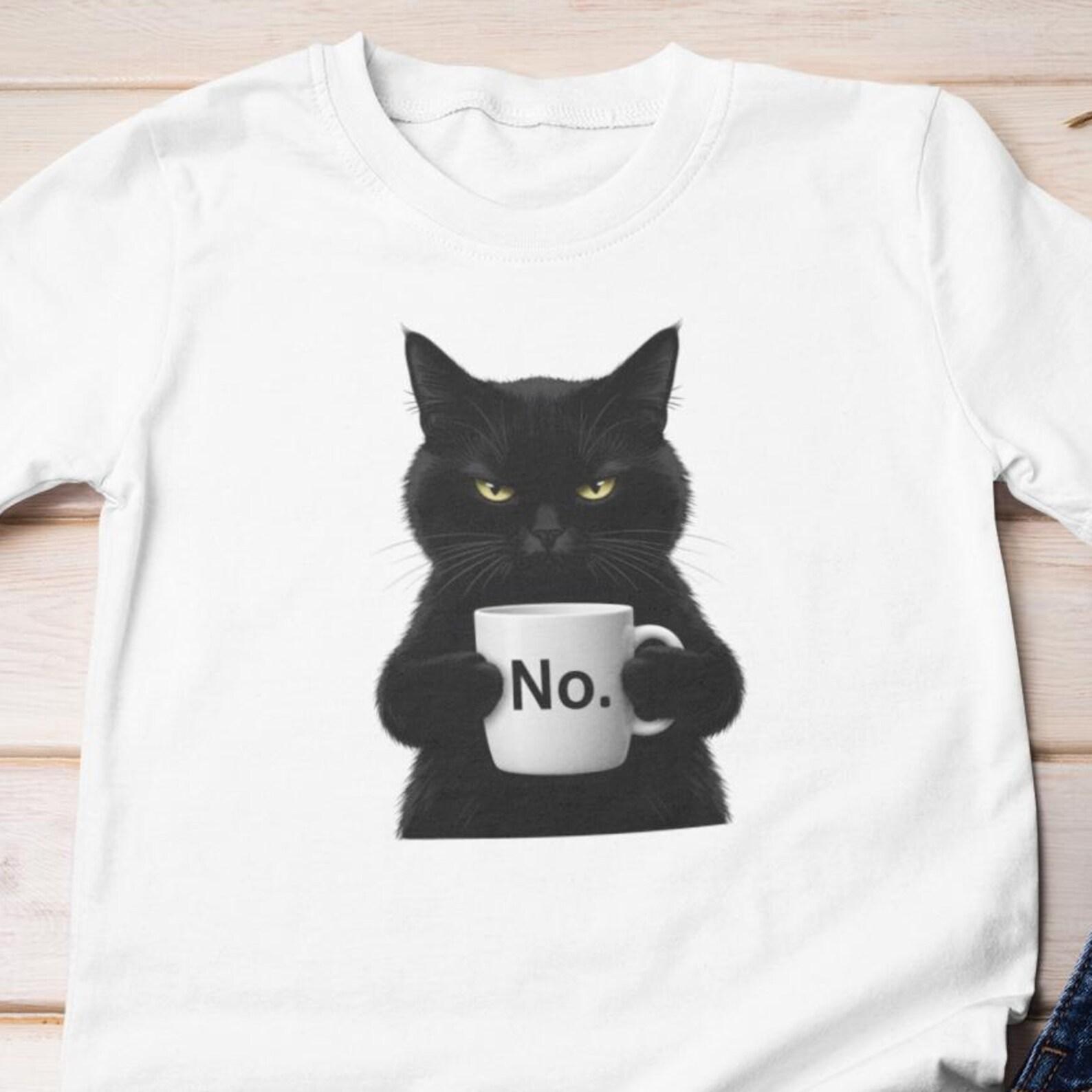 Funny Shirt - Black Cat Says NO | Graphic Cotton T-Shirt 3XL