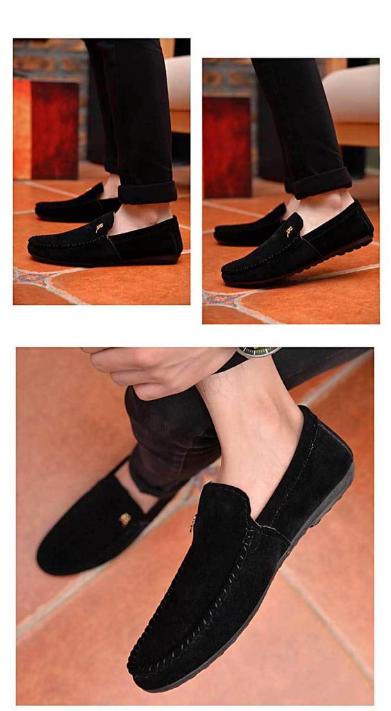 Men's Korean Style Slip-On Loafers – Trendy, Casual, Non-slip Cloth Driving Shoes