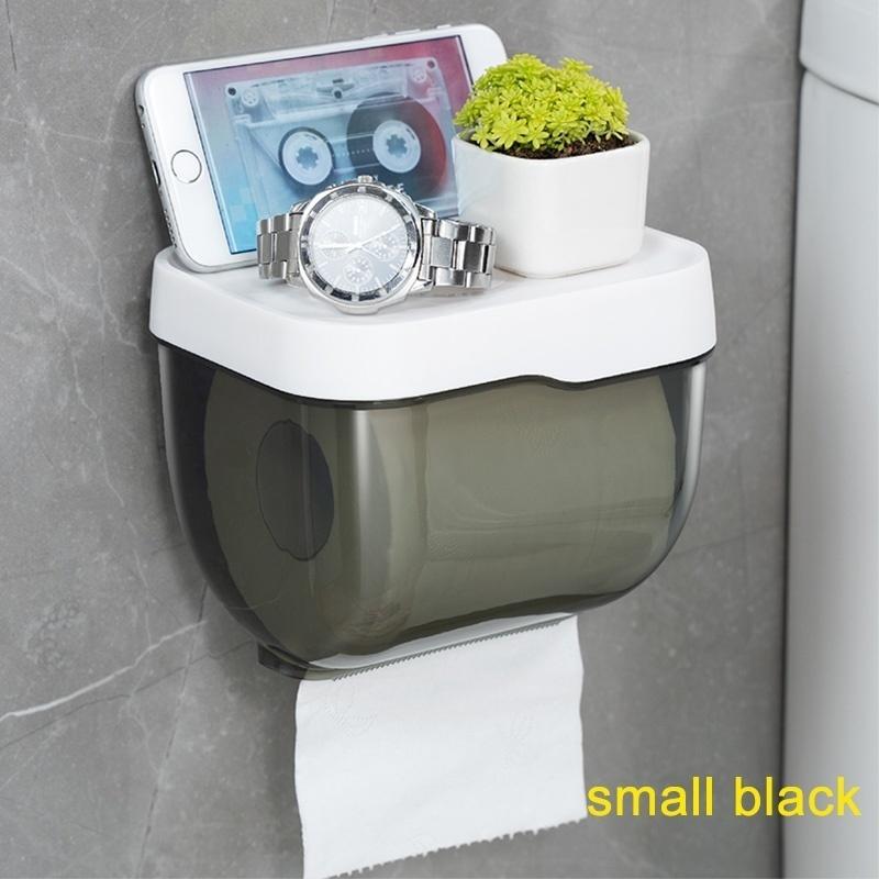 3 Colors Bathroom Toilet Paper Towel Holder Wall Mount Plastic WC Toilet Paper Holder with Storage Shelf Rack Paper Storage Box