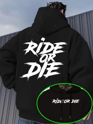 Męska bluza z kapturem jesień zima RIDE OR DIE Nadruk z literami Bluza z kapturem Luźny Streetwear Luźny sweter z kapturem Casual bluza z kapturem z długim rękawem