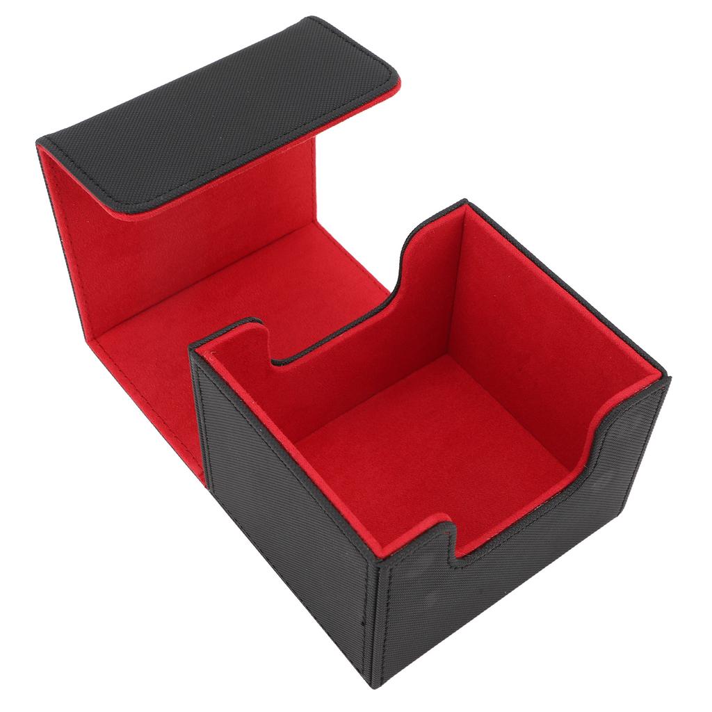 Card Storage Box Multipurpose Large Capacity Flip Side Insert PU Leather Magnetic Closure Trading