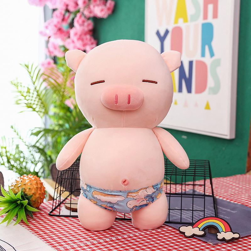 

New panties pig plush toy hooligan pig doll throw pillow swimming trunks beach pig doll soft rag doll 25cm світло-синій колір