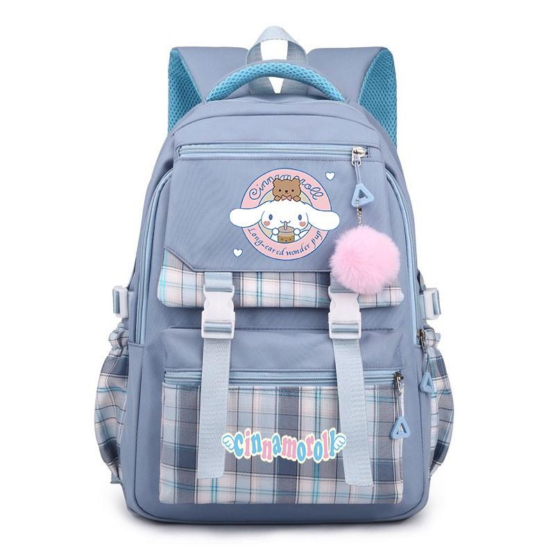 Cinnamoroll Kids School Backpack Boys Girls Large Capacity 20-35L Nylon Dual Strap Bag With Arc Shoulder Straps