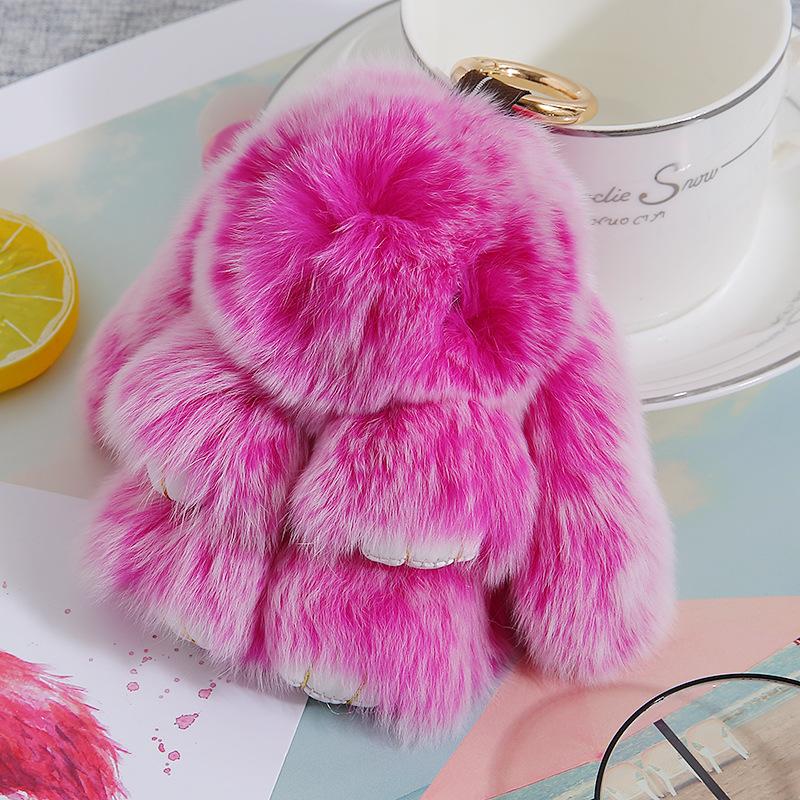 13CM Mini Frost Rabbit Women Cute Plush Fur Pompom Bunny Key Chains On Bags Car Trinket Wedding Party Toys Gift Bag Charm