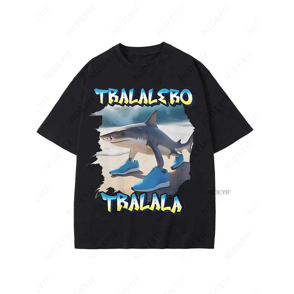 

Tralalero Tralala Funny Shark Meme T-shirt Gifts Women s Fashion Gothic Vintage T-shirts Casual T Shirt Short Sleeved S