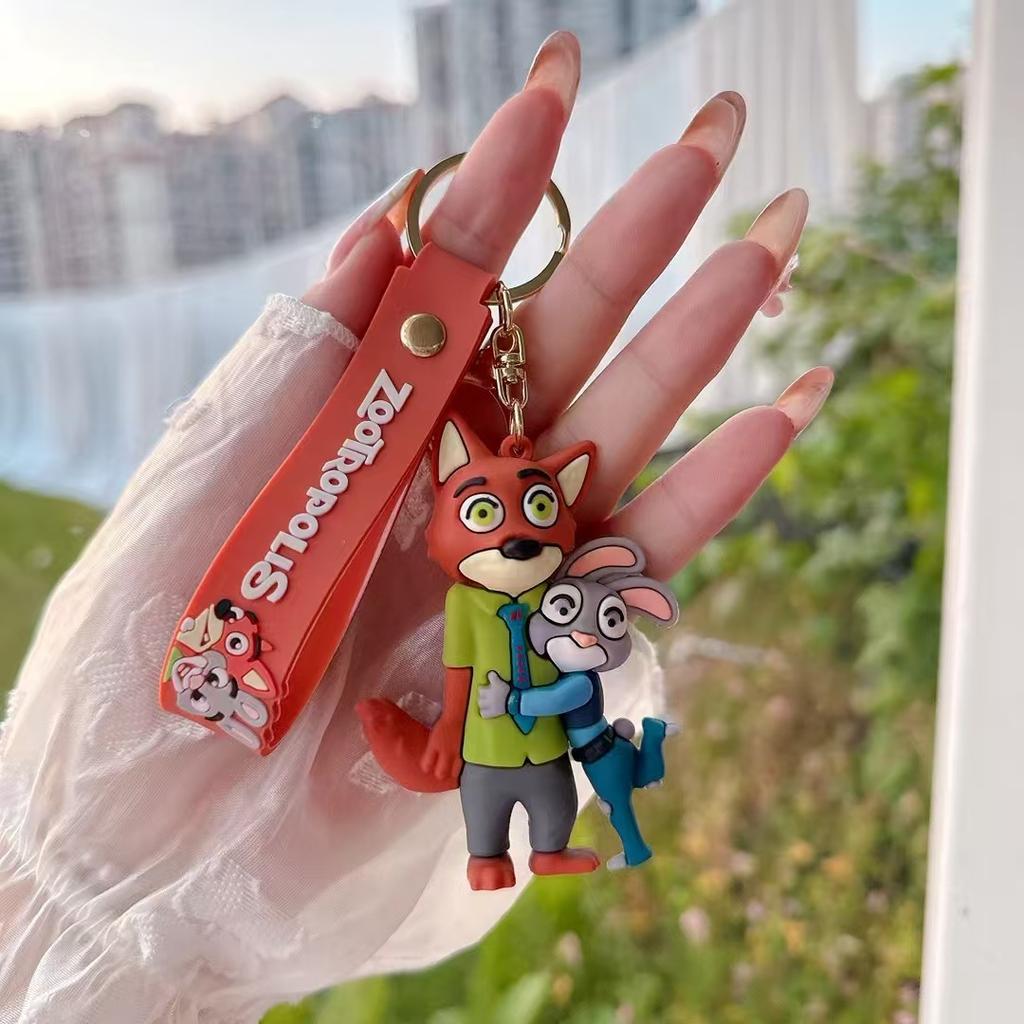 Cartoon Crazy Zootopia PVC Keychain Cute Judy Nick Fox Nick Backpack Keychain Hanging Decoration Small Gift Toys Anime Cartoon