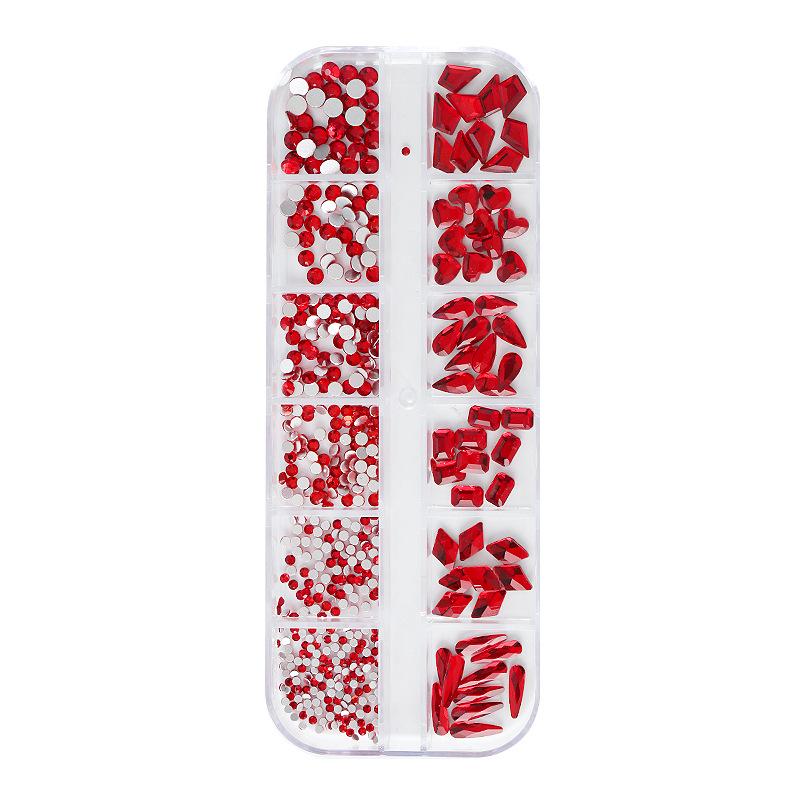 12-Grid Irregular Transparent AB Glass Diamonds for Nail Art