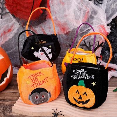 Trick Or Treat Gift Basket Cloth Pumpkin Candy Bag Portable Halloween Candy Bag  Children