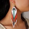 Colorful tassel ethnic style earrings, vintage Bohemian women's earrings