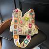 Yogodlns Vintage Hollow Woven Women Floral Decor Shoulder Bag Knitting Handbags Large Capacity Tote Bags For Ladies Beach Travel Shopper Purse