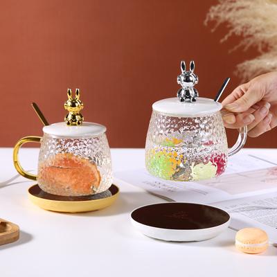 Tasse Souvenir d'Ouverture d'Entreprise Simple à Température Constante en Verre avec Couvercle Cuillère Tasse à Eau Aspect Haut de Gamme