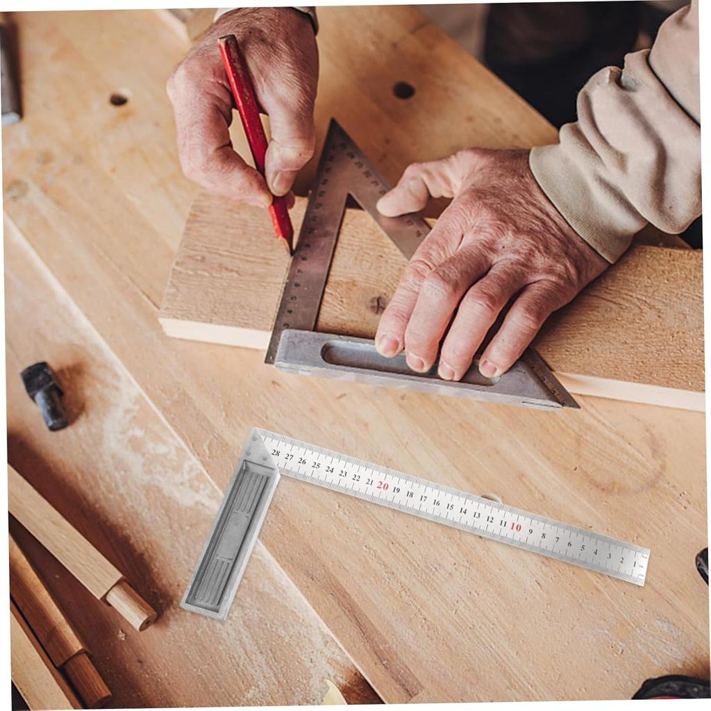 300/500mm Aluminiumlegierung Quadratisches Lineal Rechtwinklig 90° Winkelmesser Holzbearbeitungslineal Stahl Winkelmesser Messwerkzeuge Messlehre