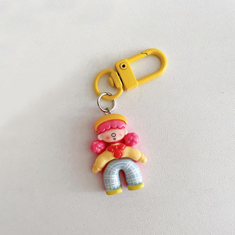 1PC Cartoon Girl Design Keyrings Mobile Phone Pendants Candy Colors Keychains Resin Pendant Bag Charms Gift Multicolor