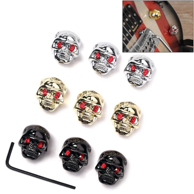 Skull Head Electric Guitar Bass Volume Tone Pot Control Knobs Buttons Skull Knob + Wrench