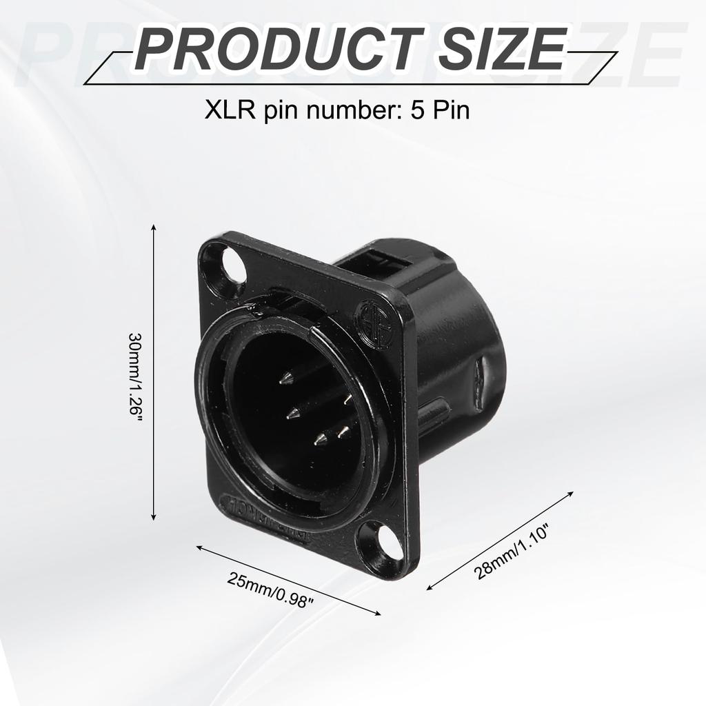 Uxcell 4-Piece Set XLR Male Jack Socket Microphone Adapter Panel Mount Connector for Mixer Power Amplifier Black