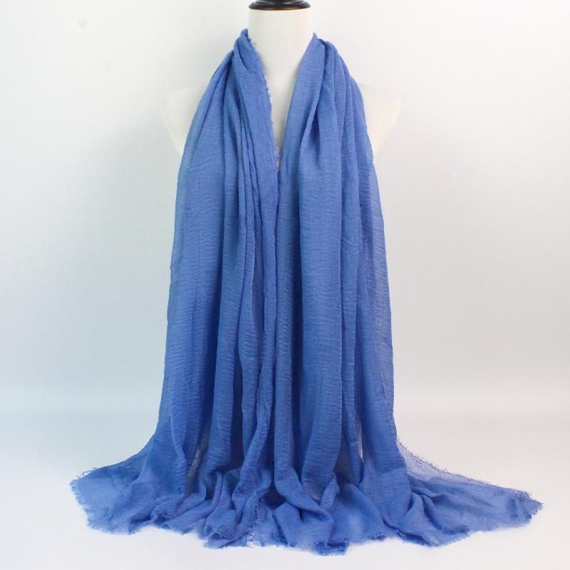 Crinkled Rayon Scarf Shawl: Solid Color, Natural Wrinkle, Fringed, Beach Towel, Bride/Bridesmaid/Party Evening Dress Accessory.