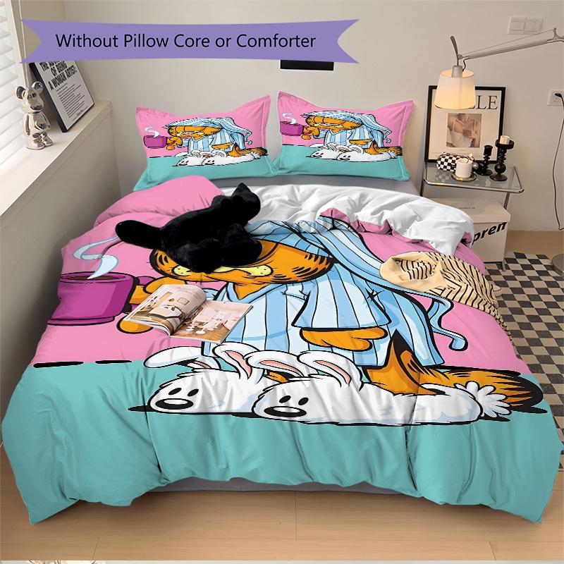 3pcs bedding set Garfield Includes 1 Comforter + 2 Pillowcases, Without Pillow Inserts, Soft Comfortable,a0909199