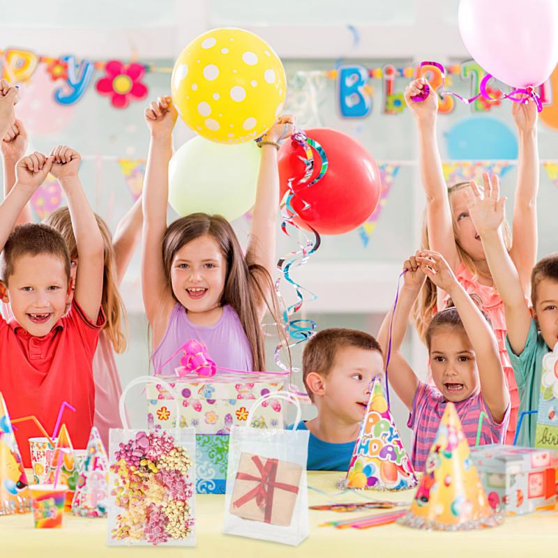 10pcs Transparent Tote Bag With Handles Reusable Gift Bag 23x17x7cm For Shopping Wedding Birthday