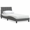 VidaXL Bed with Mattress Dark Grey 90x200 Cm Fabric, Bedroom Furniture, Single Bed, Panel Bed, Slatted Base, Bed 3310504