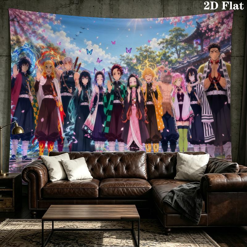 Demon Slayer Series Wall Tapestry Aesthetic Wall Hanging Printed Fabric Blanket Decorative Tapestries for Bedroom Living Room Home Decor