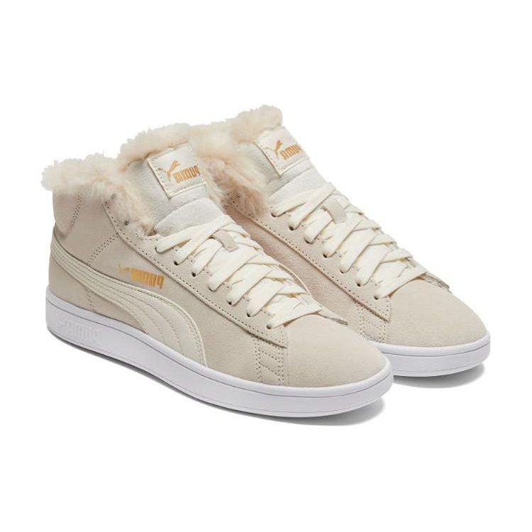 Puma Smash V2 Comfortable Versatile Mid-Top Sneakers Women Sneakers Off-White 385005-02