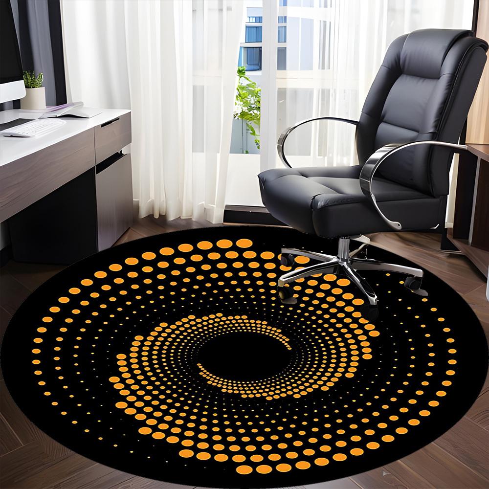 1pc Vortex Dots Office Round Area Rug, Indoor Mat Suitable For Office, Under Office Chairs Bedroom Living Room Home Decor, Room Deco